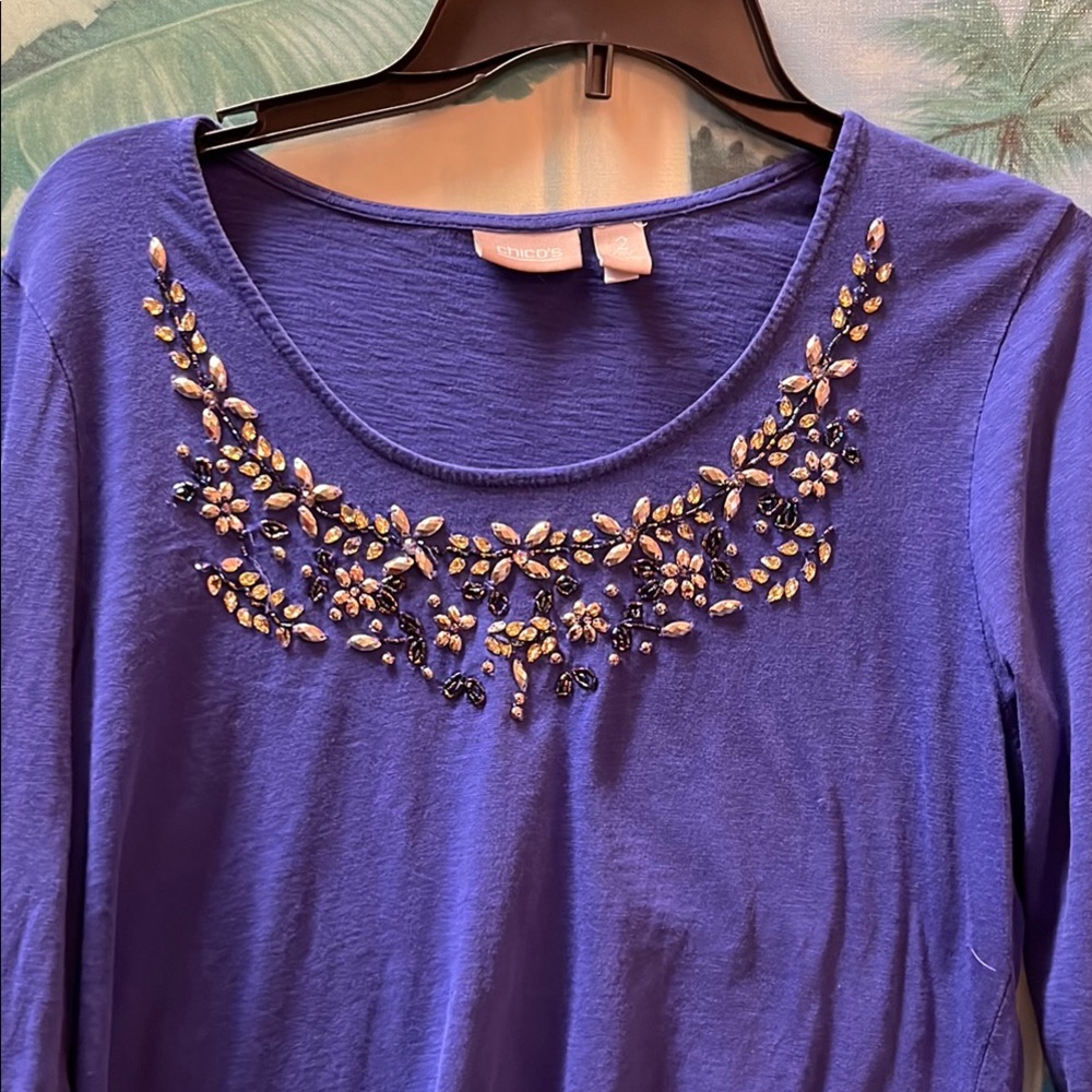 💜Chico's Purple Embellished Women's Top